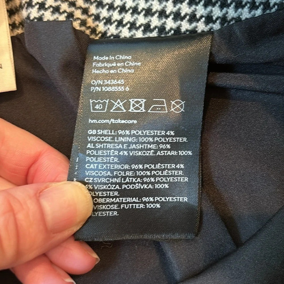 H&M Mini Skirt Houndstooth Plaid Black White Retro Size 8 - Picture 7 of 7